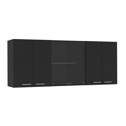 Black Wall Cabinet with Four Shelves - 12.4 x 59 x 23.6"