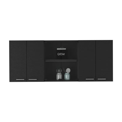 Black Wall Cabinet with Four Shelves - 12.4 x 59 x 23.6"