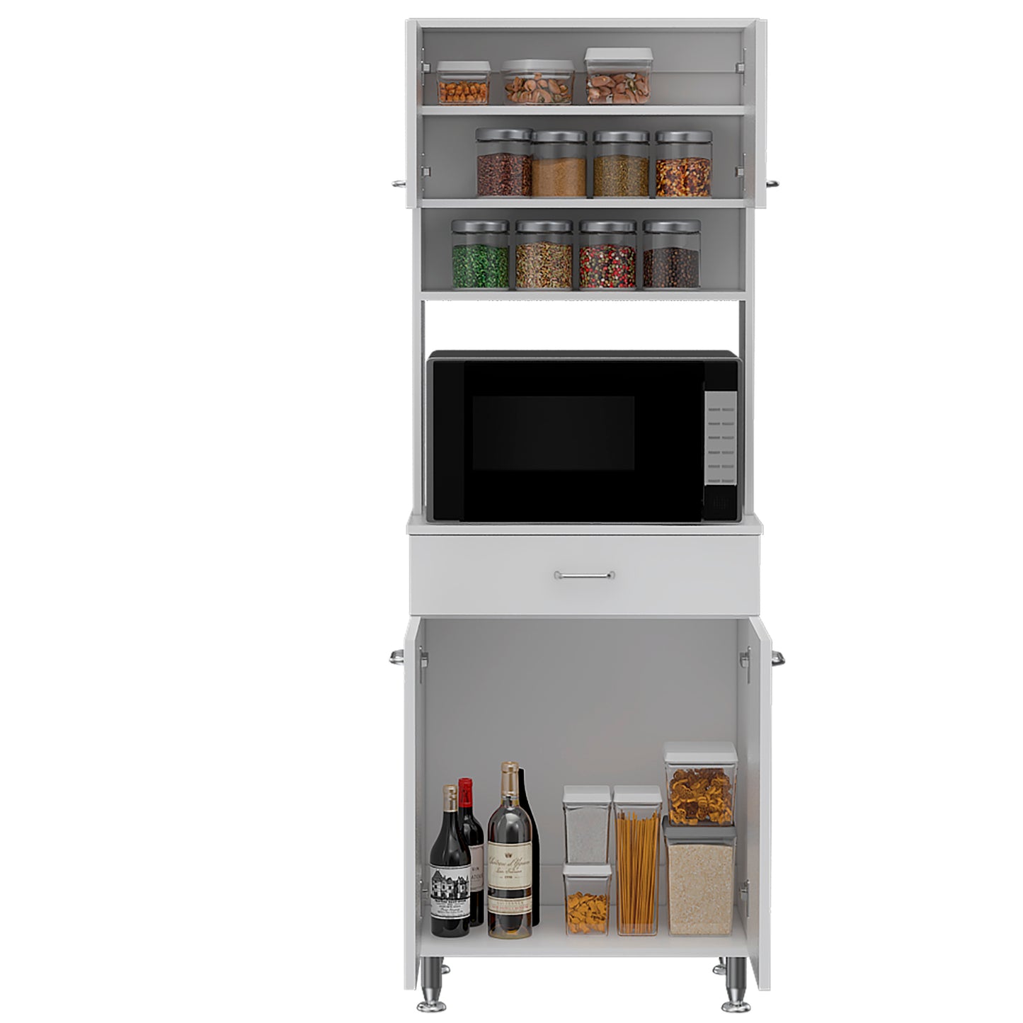 White Pantry Cabinet with Two Doors & Shelves