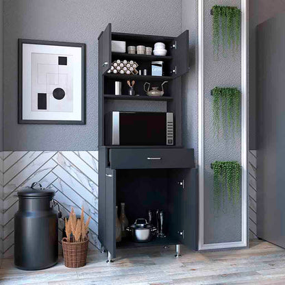Black Two-Door Pantry Cabinet Storage Unit