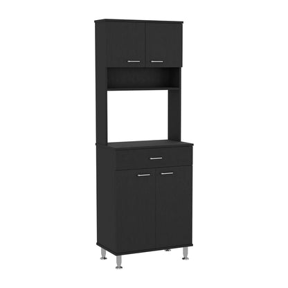 Black Two-Door Pantry Cabinet Storage Unit