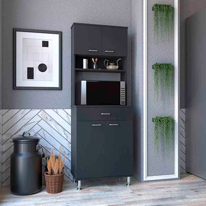 Black Two-Door Pantry Cabinet Storage Unit