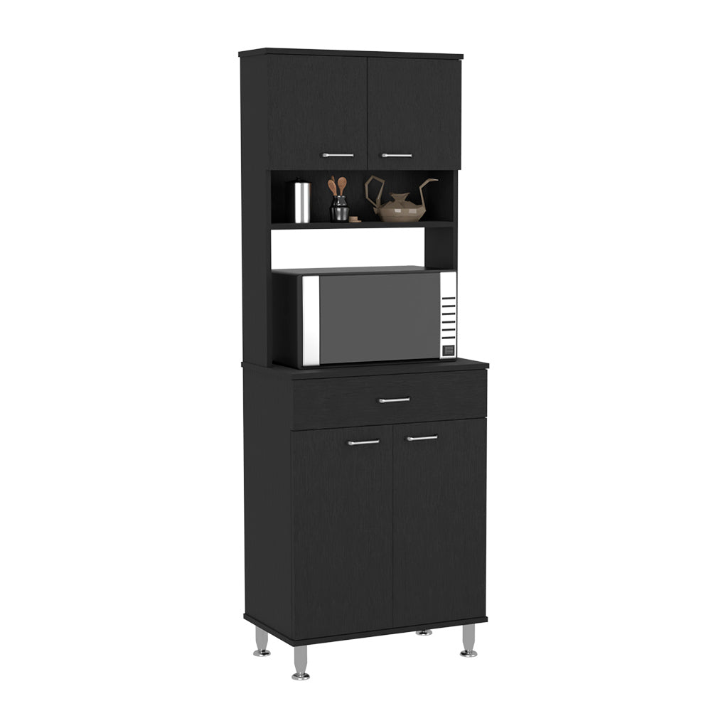 Black Two-Door Pantry Cabinet Storage Unit