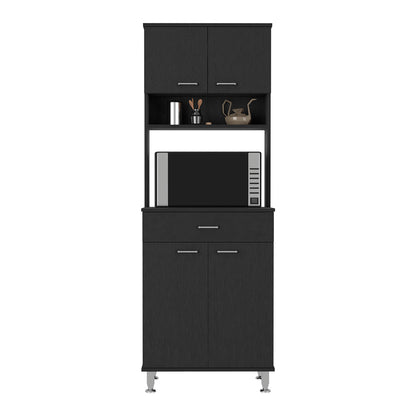 Black Two-Door Pantry Cabinet Storage Unit