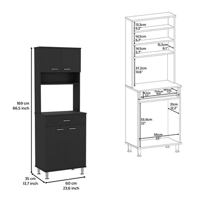 Black Two-Door Pantry Cabinet Storage Unit