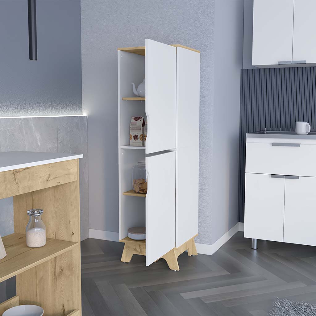 Light Oak Kitchen Pantry Cabinet - 15.7 x 17.7 x 59.3", Four Shelves