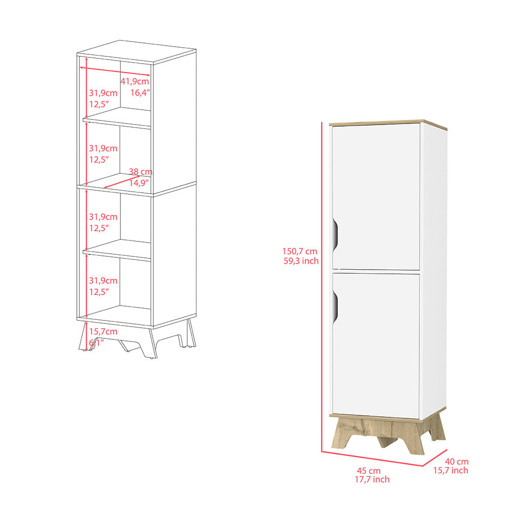 Light Oak Kitchen Pantry Cabinet - 15.7 x 17.7 x 59.3", Four Shelves