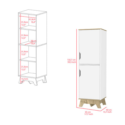 Light Oak Kitchen Pantry Cabinet - 15.7 x 17.7 x 59.3", Four Shelves
