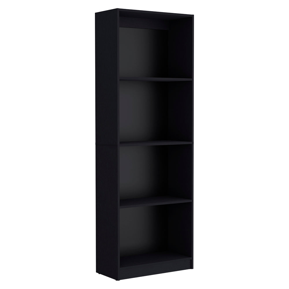 Black Engineered Wood Bookcase - 71.1" Tall Storage Shelf