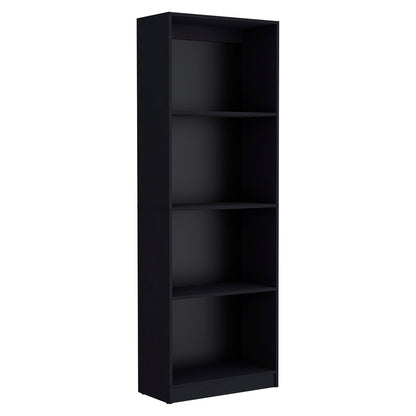 Black Engineered Wood Bookcase - 71.1" Tall Storage Shelf