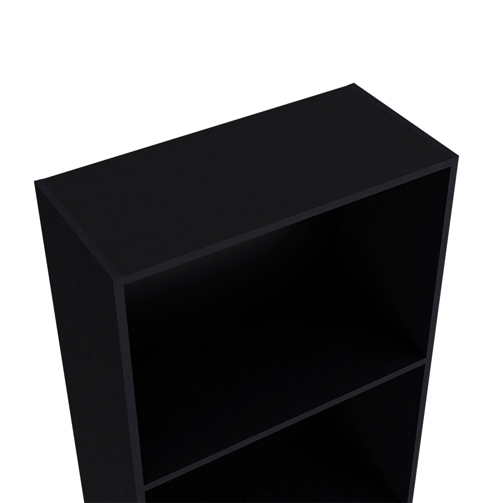 Black Engineered Wood Bookcase - 71.1" Tall Storage Shelf