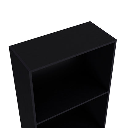 Black Engineered Wood Bookcase - 71.1" Tall Storage Shelf