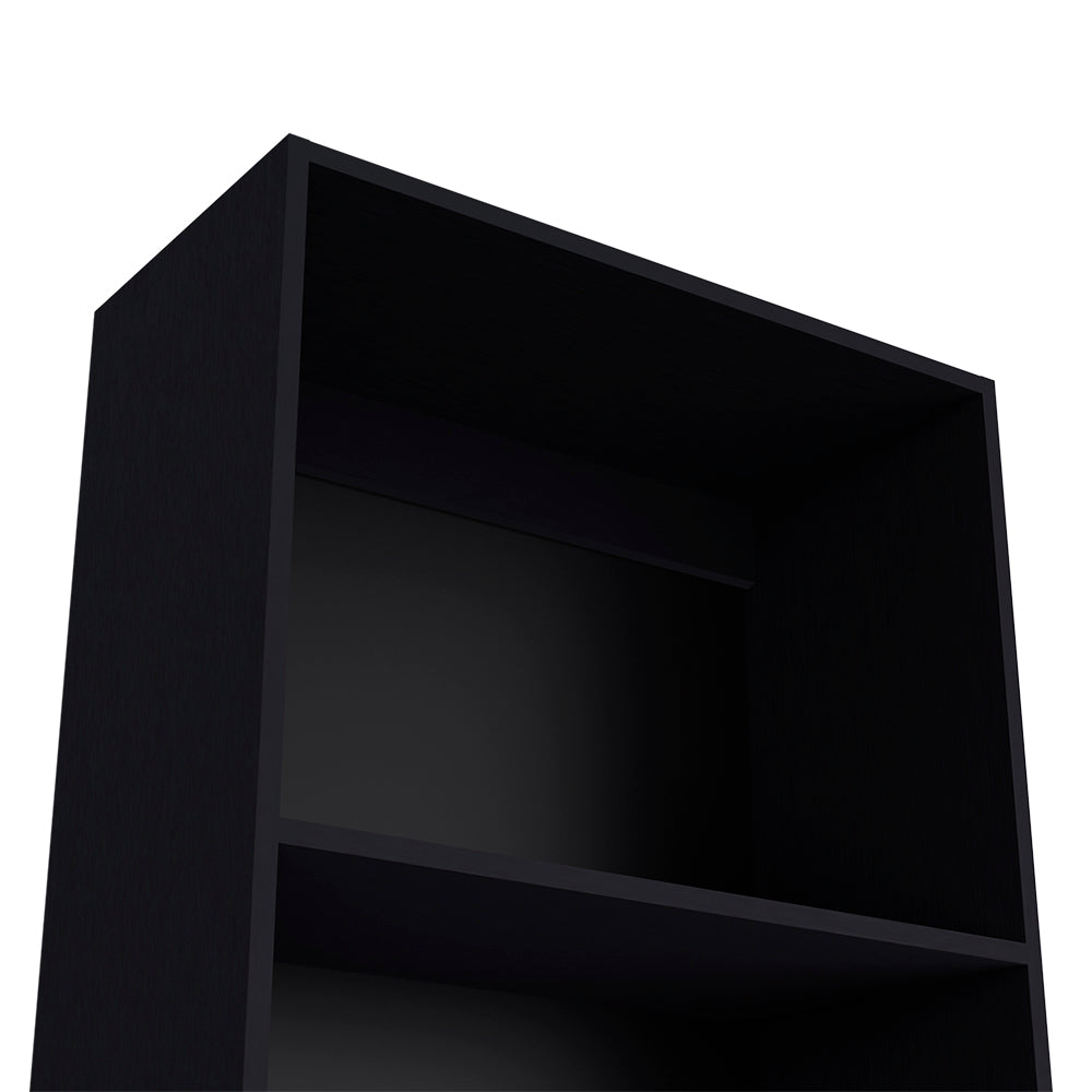 Black Engineered Wood Bookcase - 71.1" Tall Storage Shelf