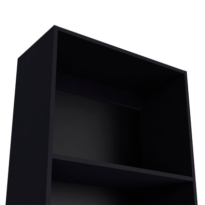 Black Engineered Wood Bookcase - 71.1" Tall Storage Shelf