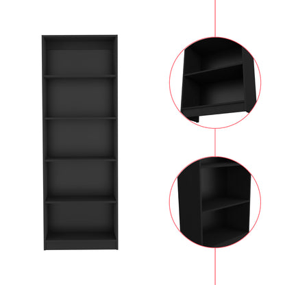 4-Shelf Black Bookcase - Office Storage Unit