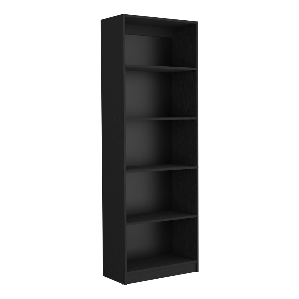4-Shelf Black Bookcase - Office Storage Unit