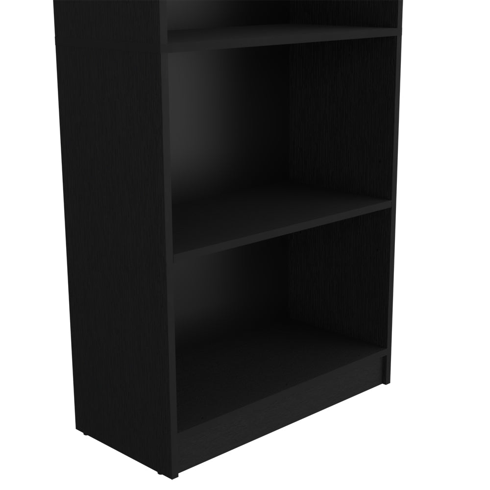 4-Shelf Black Bookcase - Office Storage Unit