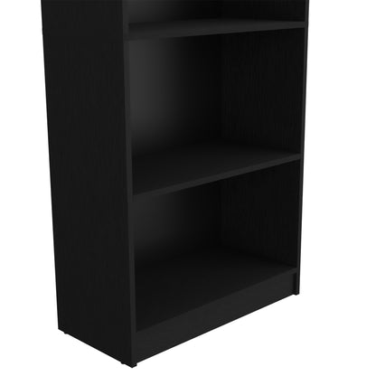4-Shelf Black Bookcase - Office Storage Unit