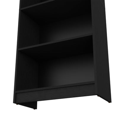 4-Shelf Black Bookcase - Office Storage Unit
