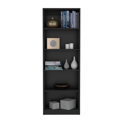 4-Shelf Black Bookcase - Office Storage Unit