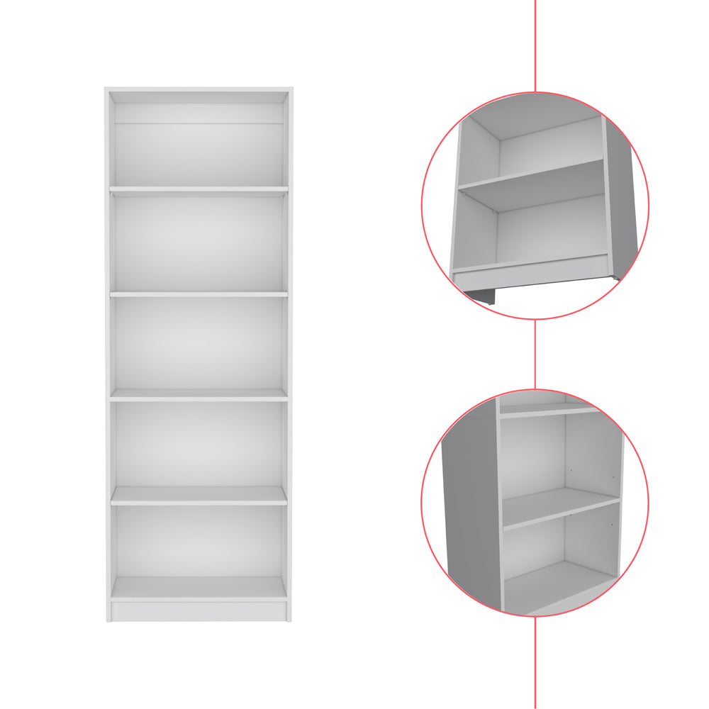White 4-Shelf Bookcase - Storage Shelving Unit