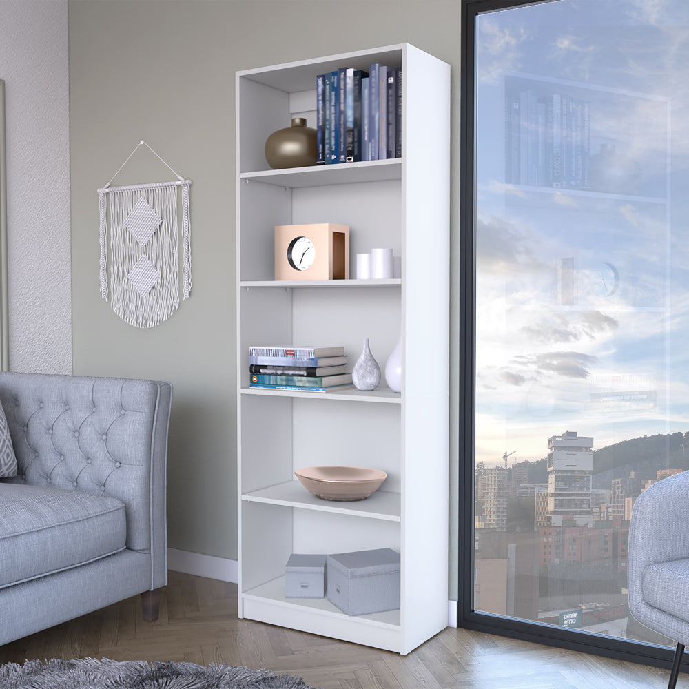 White 4-Shelf Bookcase - Storage Shelving Unit