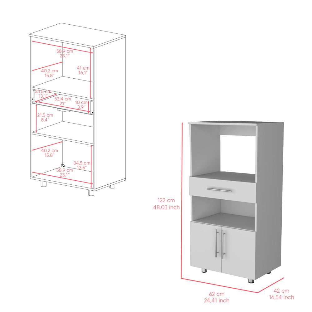 White Kitchen Cabinet Storage - 16.5"W x 24.4"D x 48"H