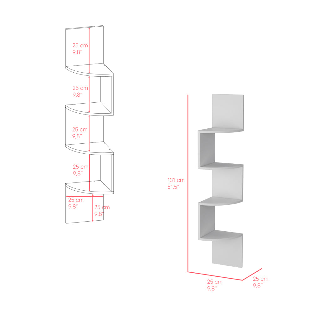 White Engineered Wood Shelf Unit - 51.5" Tall for Living Room