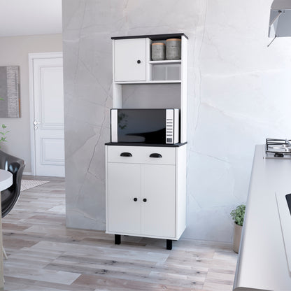 White+Black Kitchen Cabinet Storage Unit - 14.5 Inch Microwave Shelf