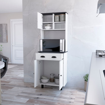 White+Black Kitchen Cabinet Storage Unit - 14.5 Inch Microwave Shelf