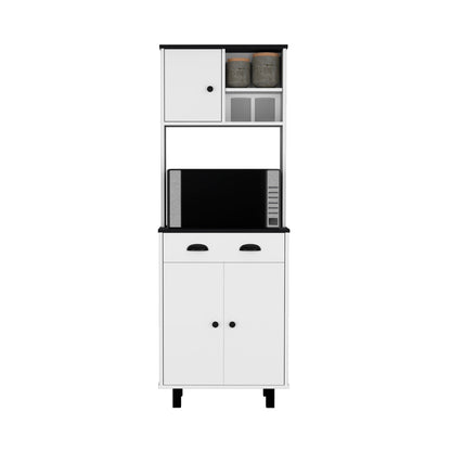 White+Black Kitchen Cabinet Storage Unit - 14.5 Inch Microwave Shelf