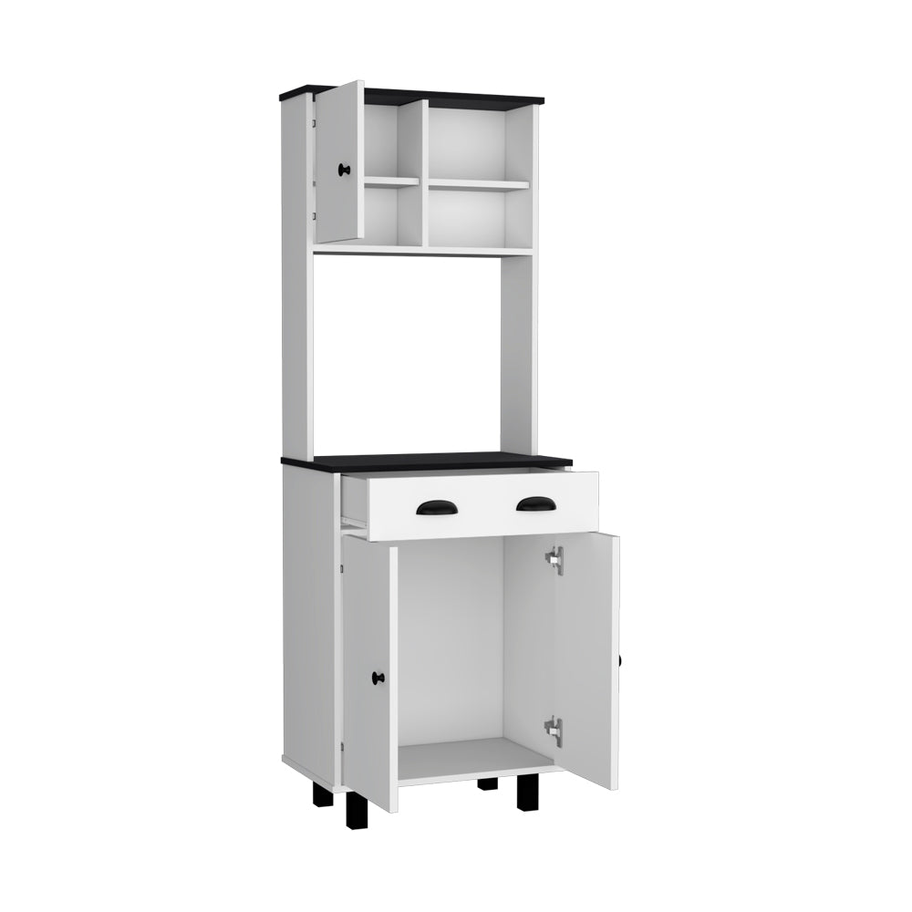 White+Black Kitchen Cabinet Storage Unit - 14.5 Inch Microwave Shelf