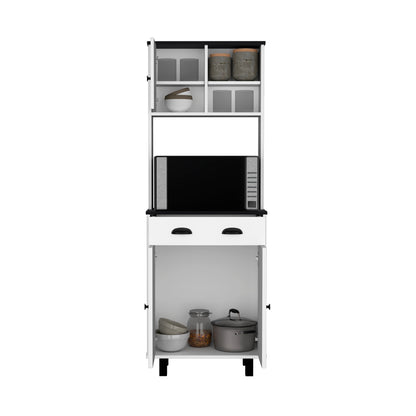 White+Black Kitchen Cabinet Storage Unit - 14.5 Inch Microwave Shelf