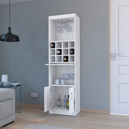 White Bar Cabinet with Storage - 18.5"D, Perfect for Living Rooms