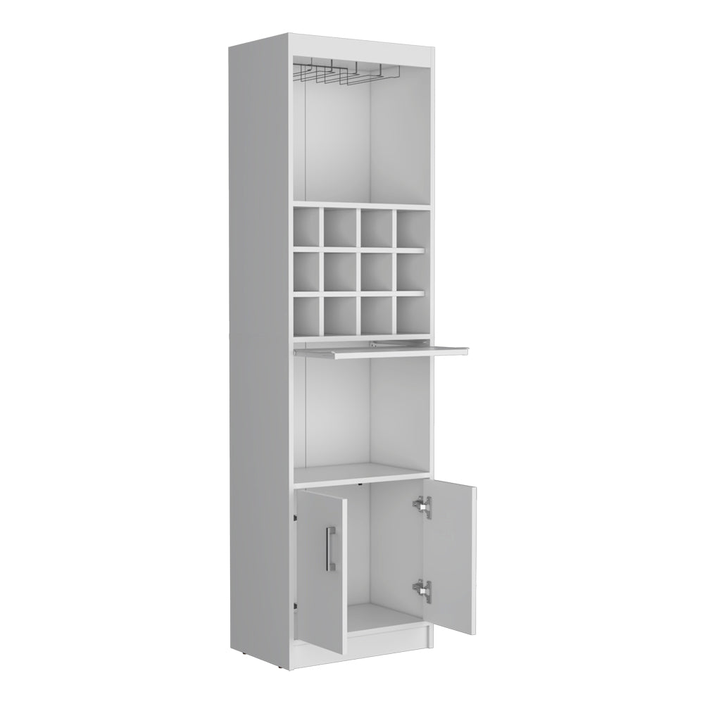 White Bar Cabinet with Storage - 18.5"D, Perfect for Living Rooms
