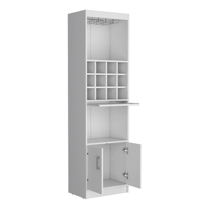 White Bar Cabinet with Storage - 18.5"D, Perfect for Living Rooms