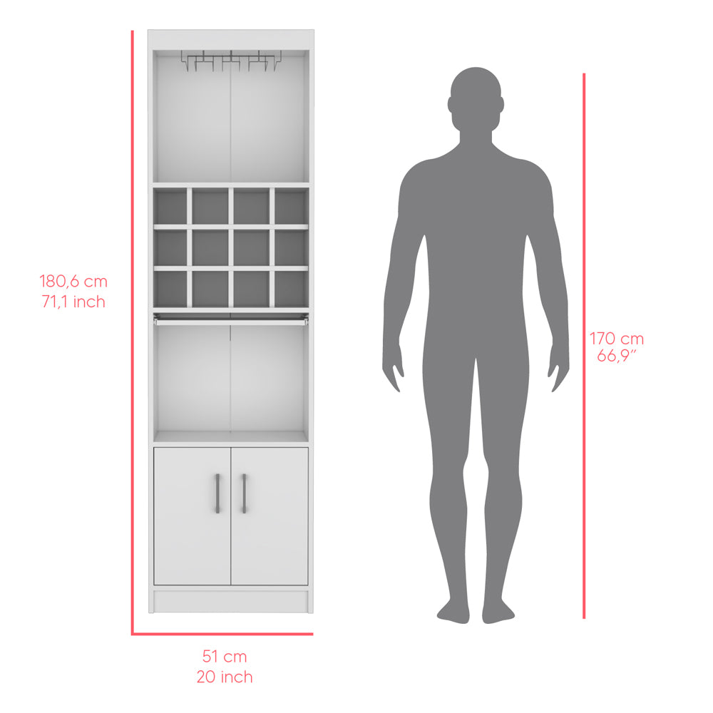 White Bar Cabinet with Storage - 18.5"D, Perfect for Living Rooms