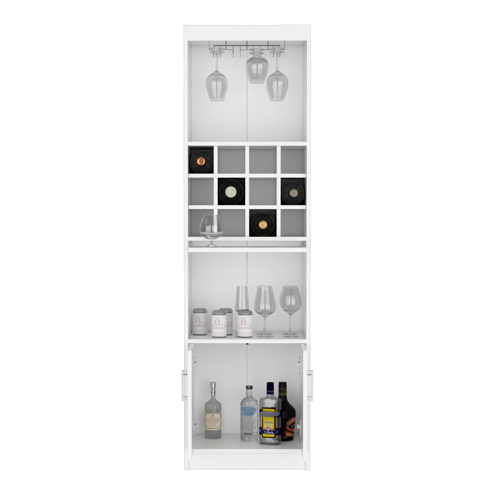 White Bar Cabinet with Storage - 18.5"D, Perfect for Living Rooms