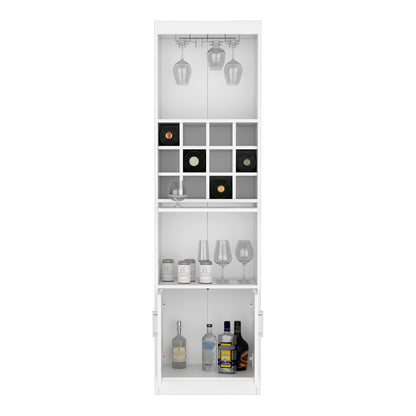 White Bar Cabinet with Storage - 18.5"D, Perfect for Living Rooms