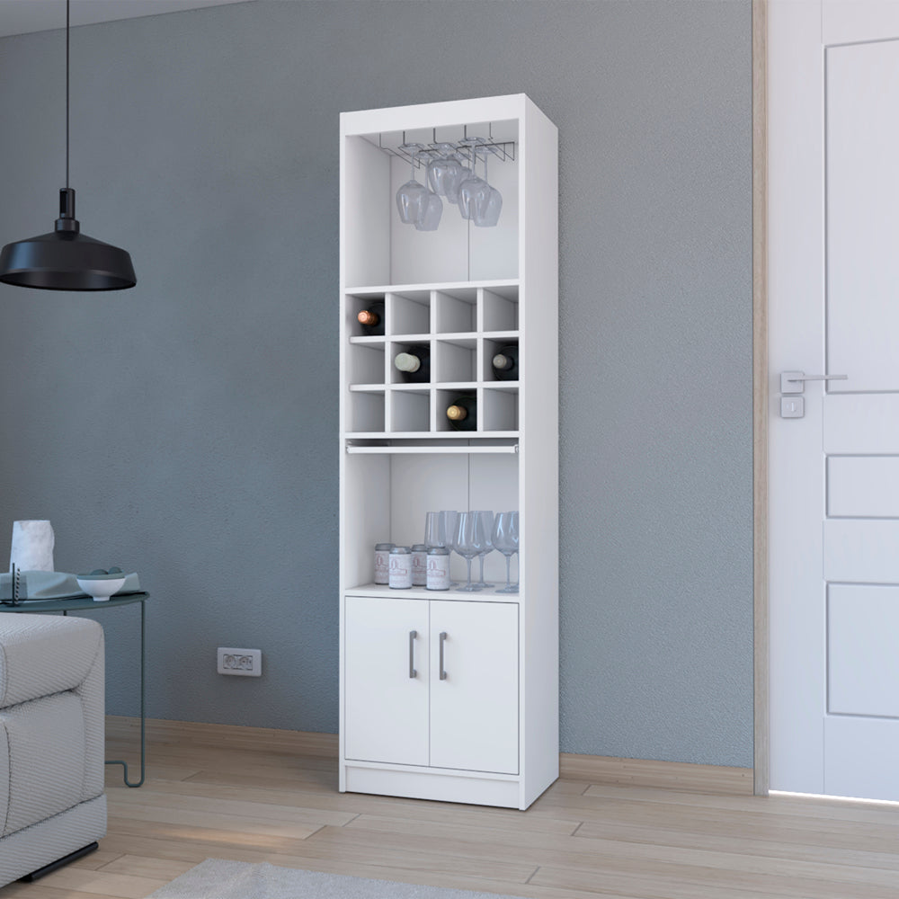 White Bar Cabinet with Storage - 18.5"D, Perfect for Living Rooms
