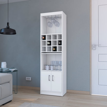 White Bar Cabinet with Storage - 18.5"D, Perfect for Living Rooms