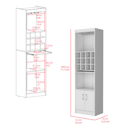 White Bar Cabinet with Storage - 18.5"D, Perfect for Living Rooms