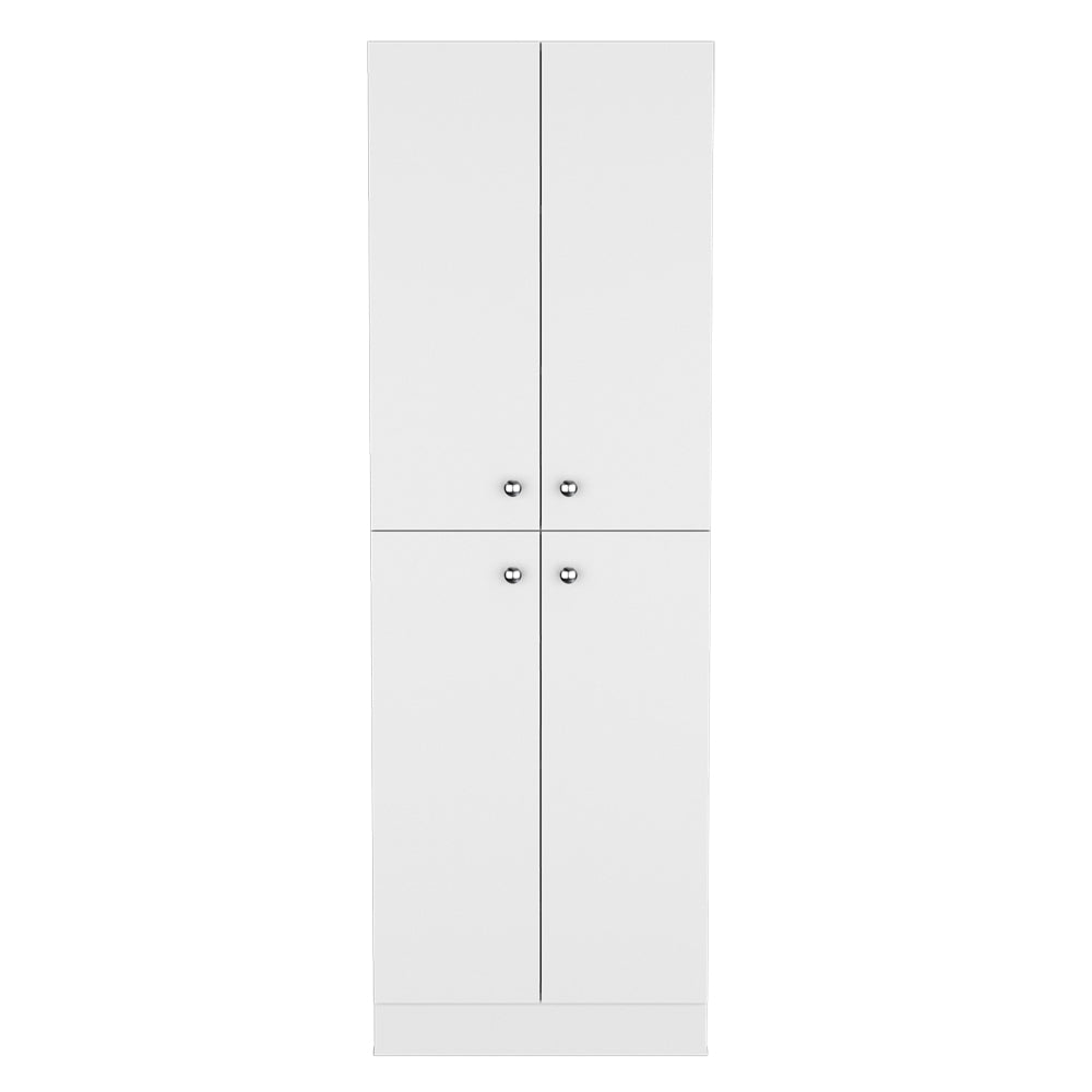 White Engineered Wood Cabinet - 11.8 x 23.6 x 71.1", 4 Doors for Living Room