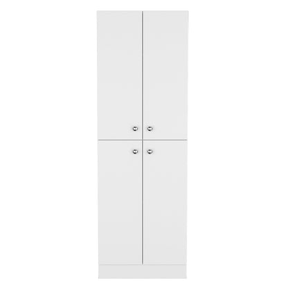 White Engineered Wood Cabinet - 11.8 x 23.6 x 71.1", 4 Doors for Living Room