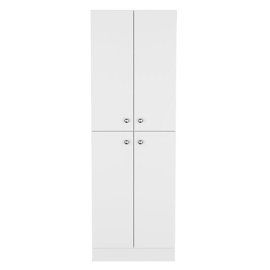 White Engineered Wood Cabinet - 11.8 x 23.6 x 71.1", 4 Doors for Living Room