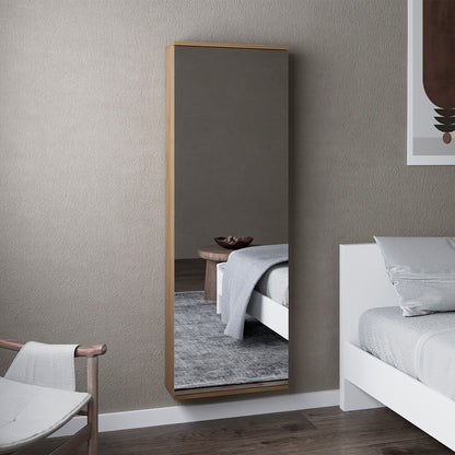 Wall Mounted Shoe Rack With Mirror Chimg, Bedroom, Macadamia