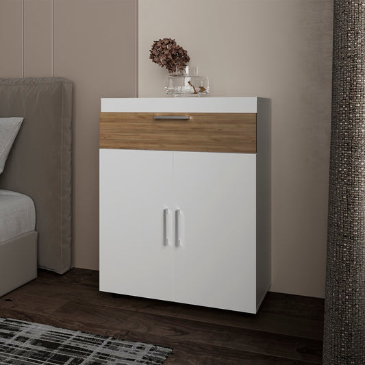 Moab Shoe Rack, Living Room, White/Macadamia