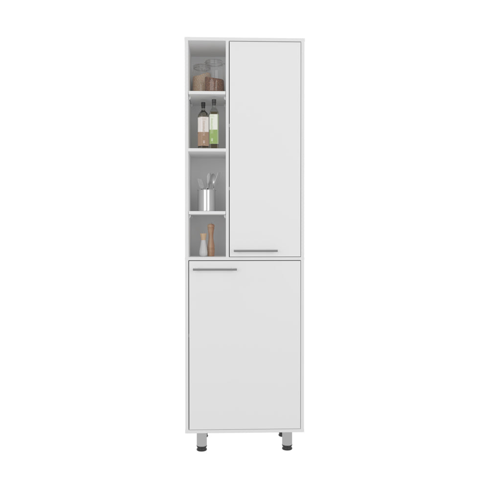 Living Room White Engineered Wood Pantry Cabinet - 13.1 x 23.1 x 80.3", Kitchen