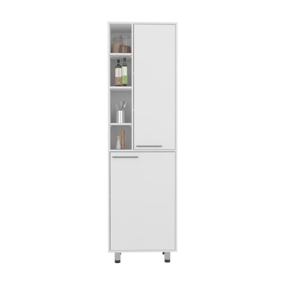 Living Room White Engineered Wood Pantry Cabinet - 13.1 x 23.1 x 80.3", Kitchen