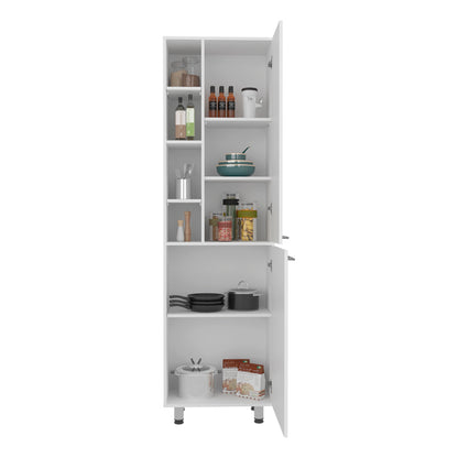 Living Room White Engineered Wood Pantry Cabinet - 13.1 x 23.1 x 80.3", Kitchen